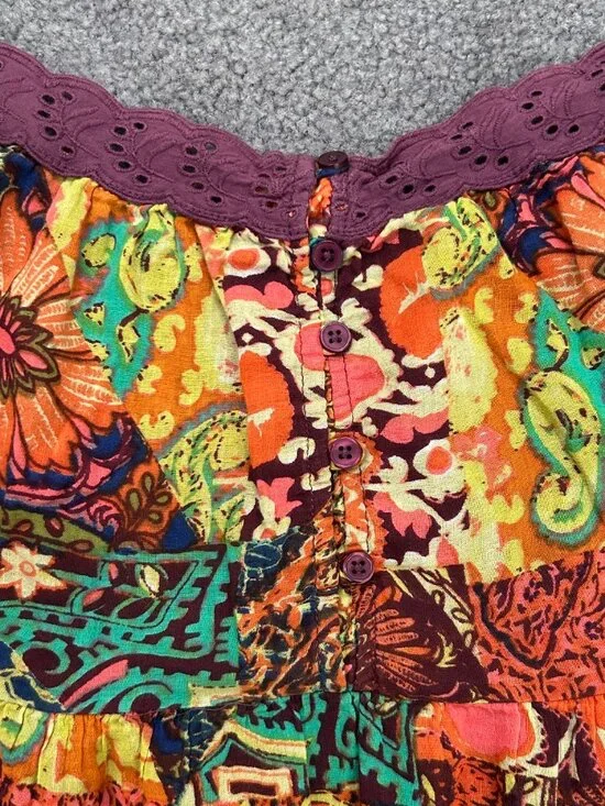 Urban Outfitters | Hanna Cecilia Tiered Mini Dress, Multi Colored Boho, size M - Picture 8 of 10